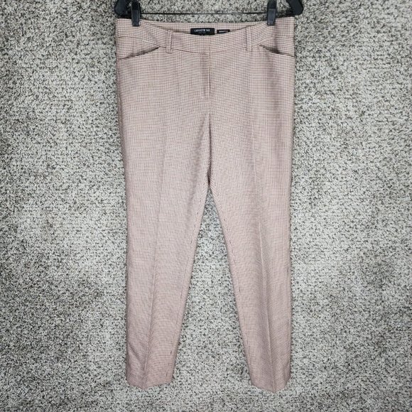 Lafayette 148 Manhattan Pants Womens 10 Houndstooth Flat Front Career Ladies - Picture 1 of 8